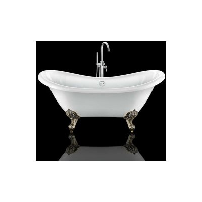 Baignoire ancienne DARLINGTON Blanche 175 cm Pieds d'Aigle Bronze jaune vieilli