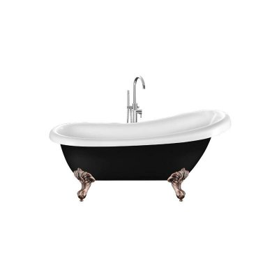 Baignoire ancienne r&eacute;tro sur pieds RICHMOND Noire 171 cm Pieds d'Aigle Cuivre rouge vieilli