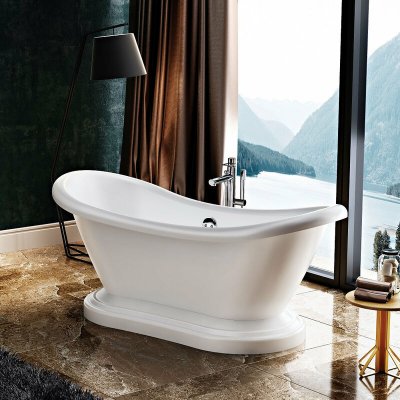 Baignoire ancienne r&eacute;tro sur socle DARLINGTON Blanche 175 cm