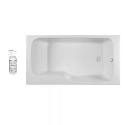 Baignoire bain douche Malice + nettoyant Blanc brillant, 170 X 90 version droite