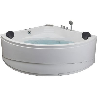 Baignoire baln&eacute;o d'angle avec syst&egrave;me de cascade AGLENA - 2 places - 350L - 150*150*60 cm