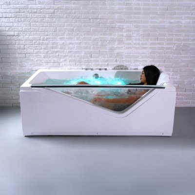 Baignoire baln&eacute;o droite INDRA Wave L170xl80xH63cm, by SPALINA - Blanc