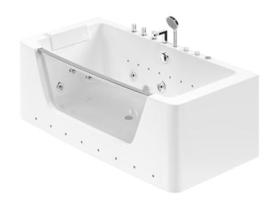 Baignoire baln&eacute;o vitr&eacute;e &agrave; leds DYONA - 1 place - 260L - 85*170*58cm - Blanche