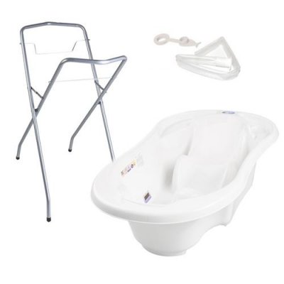 GENERIQUE Baignoire B&eacute;b&eacute; Avec R&eacute;ducteur Int&eacute;gr&eacute; Blanc + Pied + Tuyau