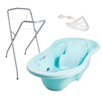 GENERIQUE Baignoire b&eacute;b&eacute; avec r&eacute;ducteur int&eacute;gr&eacute; bleu + pied + tuyau