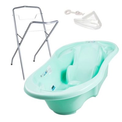 GENERIQUE Baignoire b&eacute;b&eacute; avec r&eacute;ducteur int&eacute;gr&eacute; Vert + Pied + Tuyau