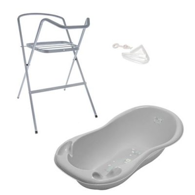 GENERIQUE Baignoire b&eacute;b&eacute; thermom&egrave;tre Gris Owls 102 cm + Pieds + Tuyau