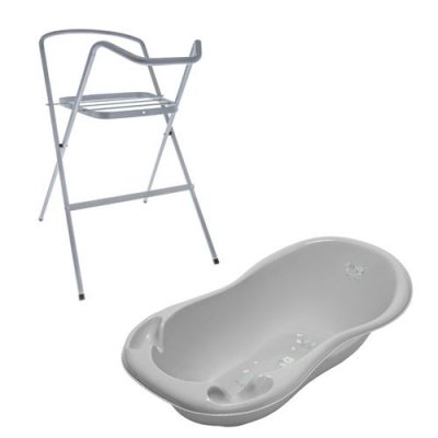 GENERIQUE Baignoire b&eacute;b&eacute; thermom&egrave;tre Gris Owls 86 cm + Pieds
