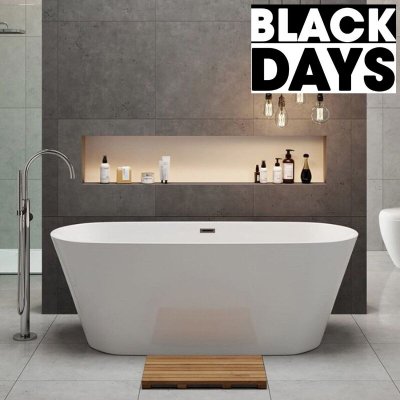 Baignoire &icirc;lot design ovale FINDLAY blanche 171 cm - Blanc