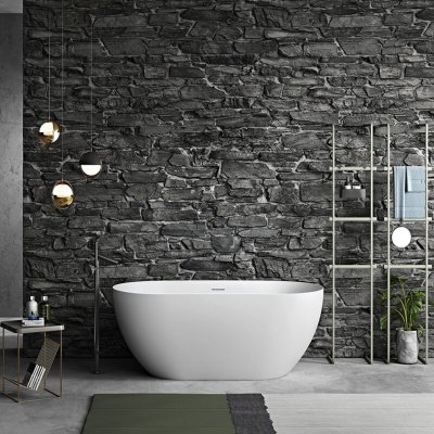 Baignoire &icirc;lot design ovale lisbon blanche 160 cm Brillant - Brillant