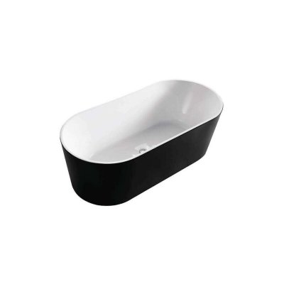 Baignoire ilot noire mate Cleo 140 cm en acrylique Noir Et Blanc