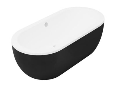 Baignoire &icirc;lot ovale - 200 L - 170 x 80 x 58 cm - Noir mat - Acrylique - NEPTUNA