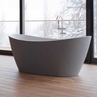 Baignoire &icirc;lot ovale neroon 2.0 grise mate 170x80cm, by spalina
