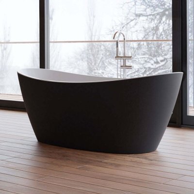 Baignoire &icirc;lot ovale NEROON 2.0 noire mate 170x80cm, by SPALINA