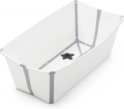 STOKKE Baignoire pliante &reg; Flexi Bath avec bouchon sensible &agrave; la chaleur. Couleur: Blanc