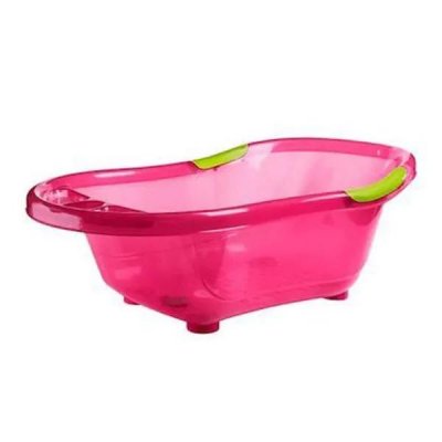 DBB REMOND BAIGNOIRE rose translucide avec bouchon de vidange et poign&eacute;es antid&eacute;rapantes