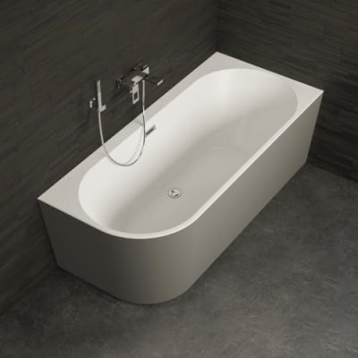 Baignoire semi-&icirc;lot murale capri droite grise mate, 170x76cm, by spalina