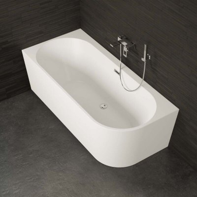 Baignoire semi-&icirc;lot Murale CAPRI GAUCHE Blanche L.180 x l.81 cm, by SPALINA