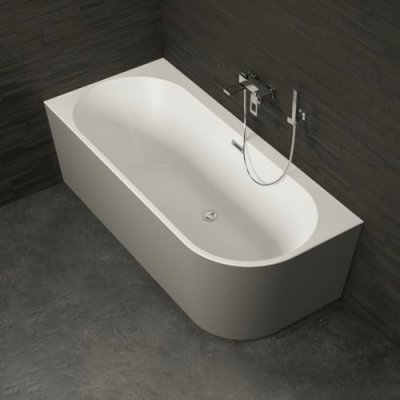 Baignoire semi-&icirc;lot murale capri gauche grise 170x76cm, by spalina