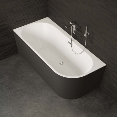 Baignoire semi-&icirc;lot murale CAPRI Noire Mate Gauche 170x76cm, by SPALINA
