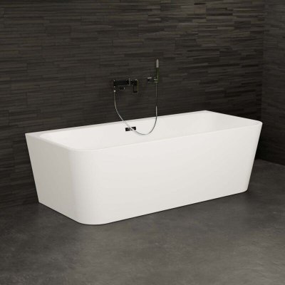 Baignoire semi- &icirc;lot murale mint 160, L160xl75xH57cm, by Spalina Blanc