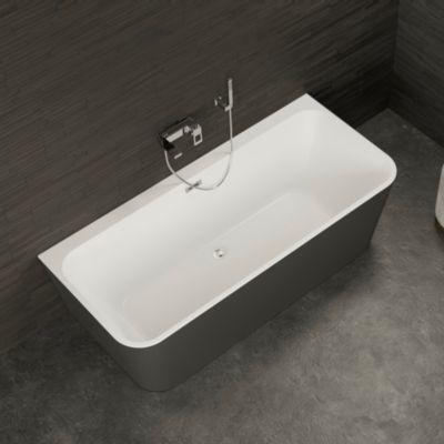 Baignoire semi-&icirc;lot murale mint 160 noire 160x75cm, by spalina