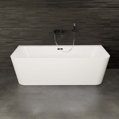 Baignoire semi-&icirc;lot murale mint blanche 180, 180x81 cm, by spalina