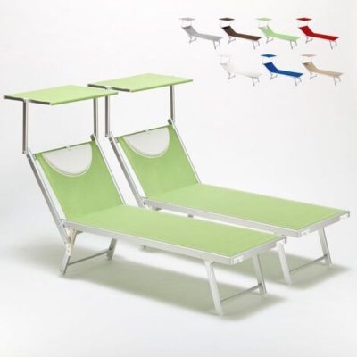 BEACH AND GARDEN DESIGN Bain de soleil chaise longue transats aluminium santorini 2 pi&egrave;ces 