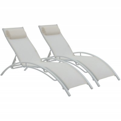 HABITAT ET JARDIN Bain de soleil en aluminium Beauty - Phoenix - Ecru - Lot de 2 - Ecru.