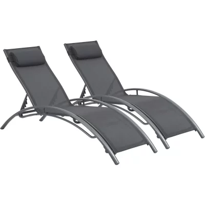 HABITAT ET JARDIN Bain de soleil en aluminium ""Beauty"" - Phoenix - Gris fonc&eacute; / Argent&eacute; - Lot de 2
