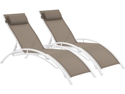 HABITAT ET JARDIN Bain de soleil en aluminium ""Beauty"" - Phoenix - Taupe - Lot de 2