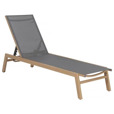 HABITAT ET JARDIN Bain de soleil en aluminium imitation bois [ ]Elysia[ ] - Gris