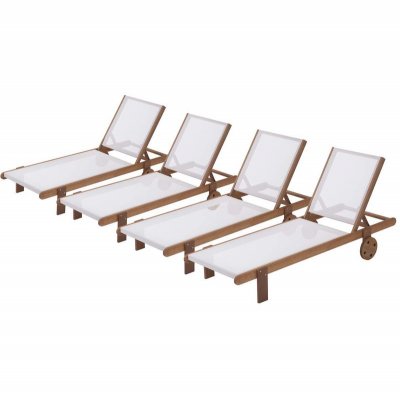 HABITAT ET JARDIN Bain de soleil en bois exotique ""Sa&iuml;gon"" - Maple - Ecru - Lot de 4