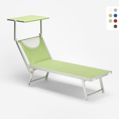 BEACH AND GARDEN DESIGN Bain de Soleil et transat professionnel en aluminium Santorini, Couleur: Vert