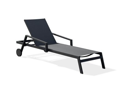 DCB GARDEN Bain de soleil IBIZA en aluminium et toile plastifi&eacute;e Gris Anthracite