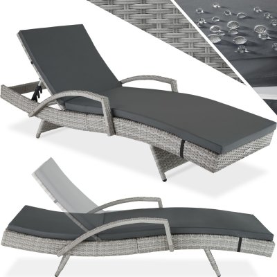 TECTAKE Bain de soleil OCEANE 5 positions cadre en aluminium - gris clair