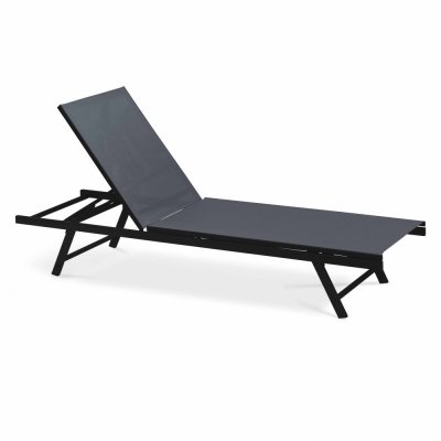 OVIALA Bain de soleil pliant - 195 x 60 x 90 cm - Acier -  - Gris