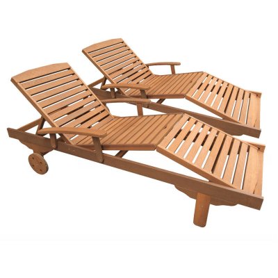 HABITAT ET JARDIN Bain de soleil pliant en bois exotique ""Singapour"" - Maple - Marron clair - Lot de 2
