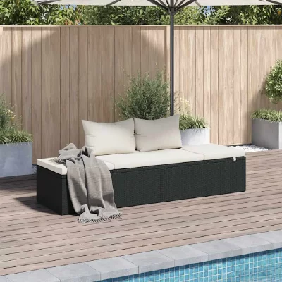 VIDAXL Bain de soleil r&eacute;glable polyester blanc et r&eacute;sine noire nasher 43953