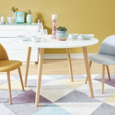 BA&Iuml;TA ORATELLO Table &agrave; Manger, Bois, Blanc, D120cm