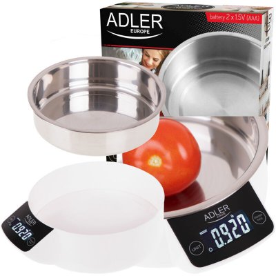 ADLER Balance de cuisine avec bol jusqu&acute;&agrave; 5kg blanc noir