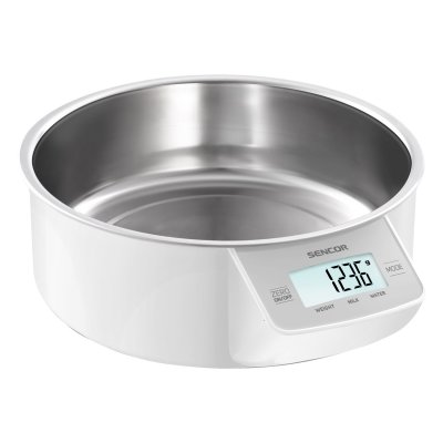 SENCOR Balance de Cuisine avec Plat Amovible en Acier Inoxydable, Blanc