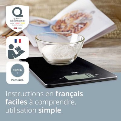 ADE Balance De Cuisine Digitale Leonie Plastique Abs Noir 22 X 17 Cm 