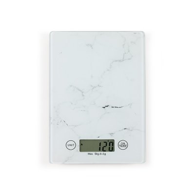 LIVOO Balance de cuisine &eacute;lectronique en verre blanc cass&eacute;