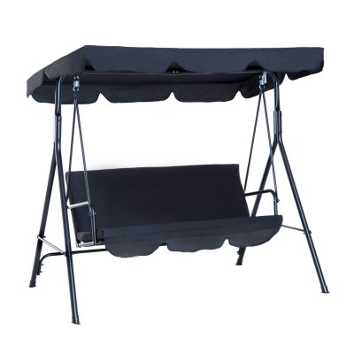 OUTSUNNY Balancelle de jardin 3 places noire