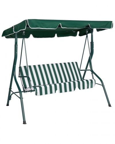 BELIANI Balancelle de jardin - balancelle en m&eacute;tal et tissu vert et blanc - Chaplin