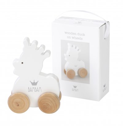 BAMBAM  bois d'avatar Duck on wheels17 cm blanc
