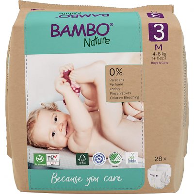 BAMBO NATURE  - Couches &eacute;cologiques taille 3 4-8 kg 28 langes - 