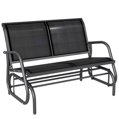 OUTSUNNY Banc &agrave; bascule de jardin 2 places design contemporain