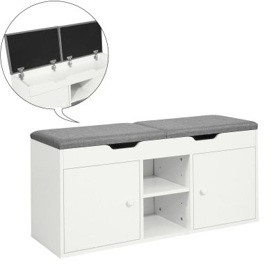 Banc &agrave; chaussures 2 places effet bois blanc